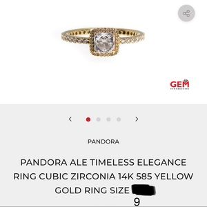 Pandora Square Sparkle Halo Ring Size 9